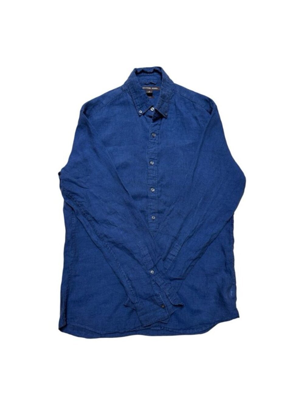 Michael Kors 100% Linen Slim Fit Button Front Shirt Blue Men’s Small